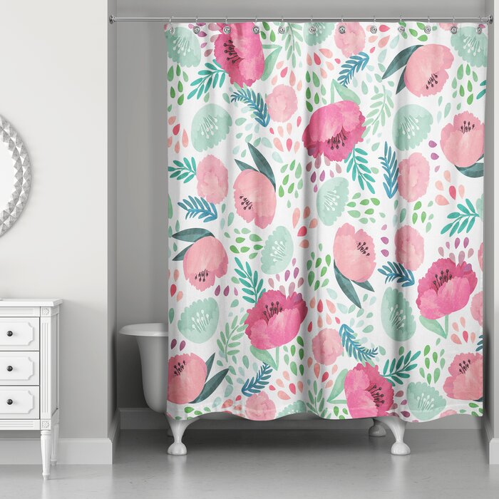 Rosalind Wheeler Desdemona Floral Shower Curtain Wayfair